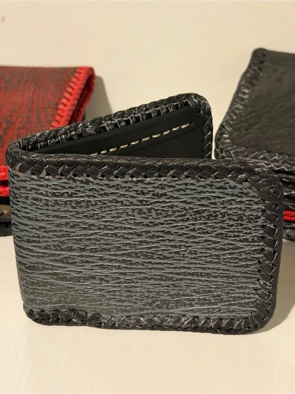 Handstitched Leather Men's Wallet - Gray
